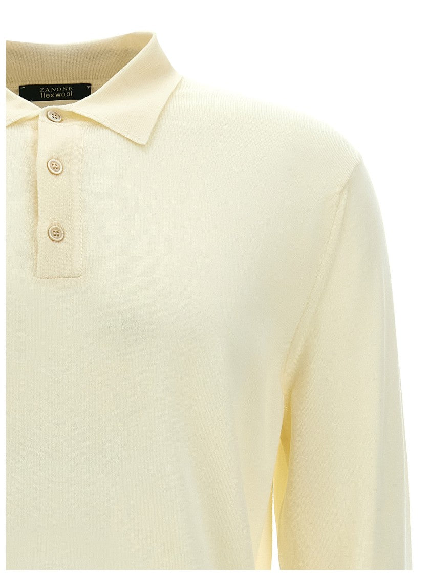 Zanone Wool Knit Polo Shirt With Classic Collar And Button Placket