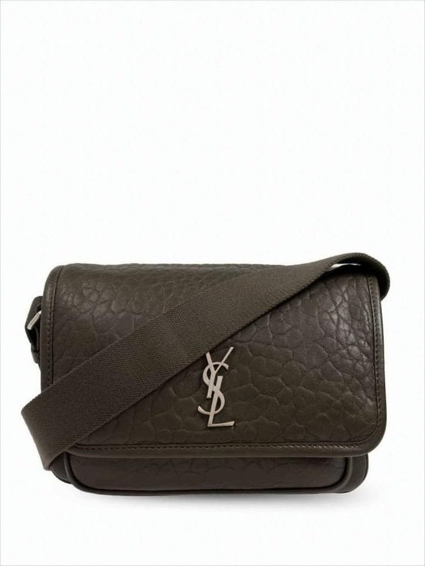 Saint Laurent Textured Lambskin Crossbody Bag With Metallic Logo Emblem