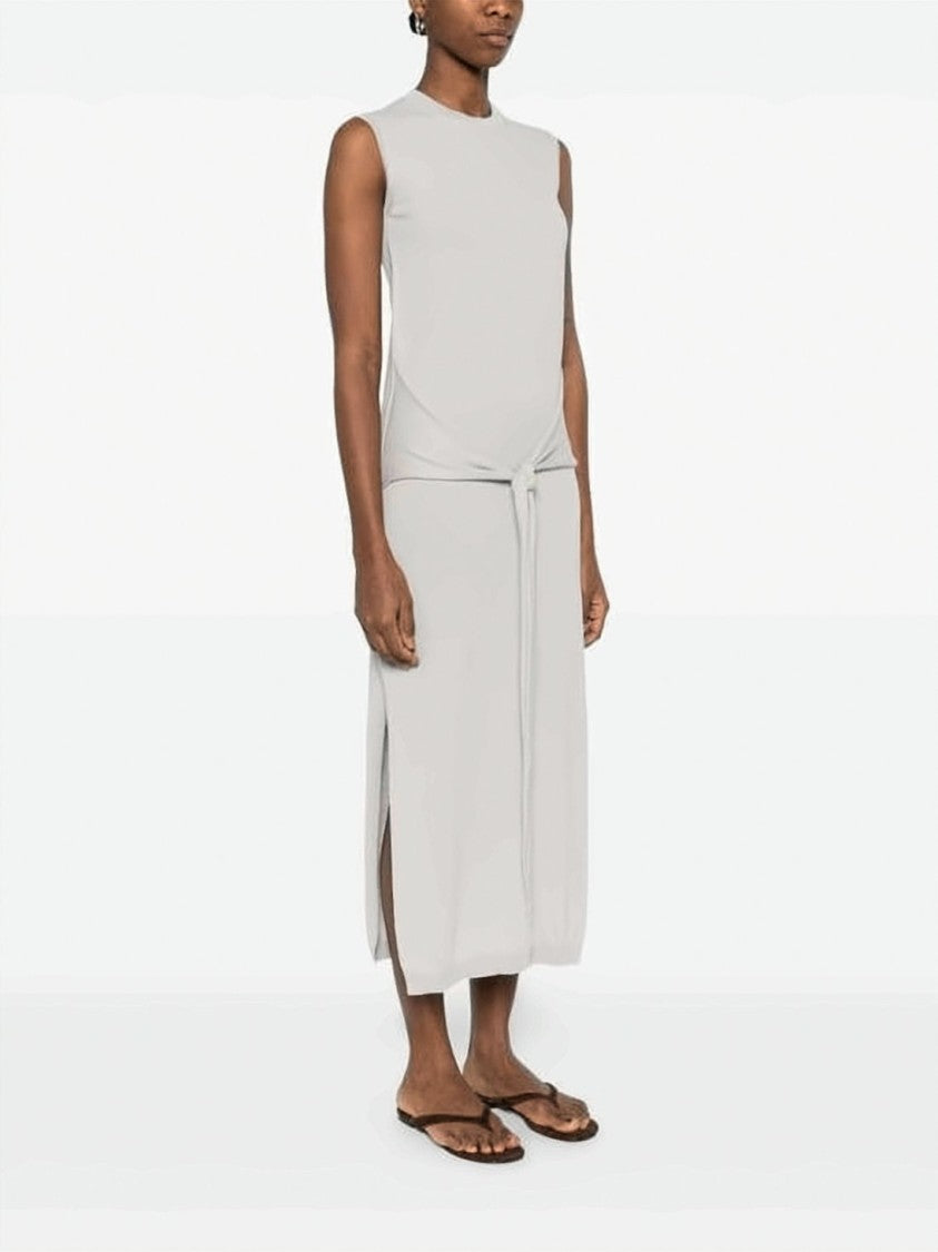 Lemaire Sleeveless Grey Midi Dress With Fabric Belt