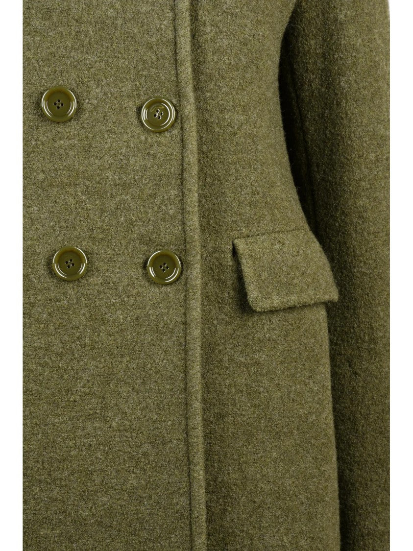 Aspesi Double-Breasted Virgin Wool Coat With Quilted Lining