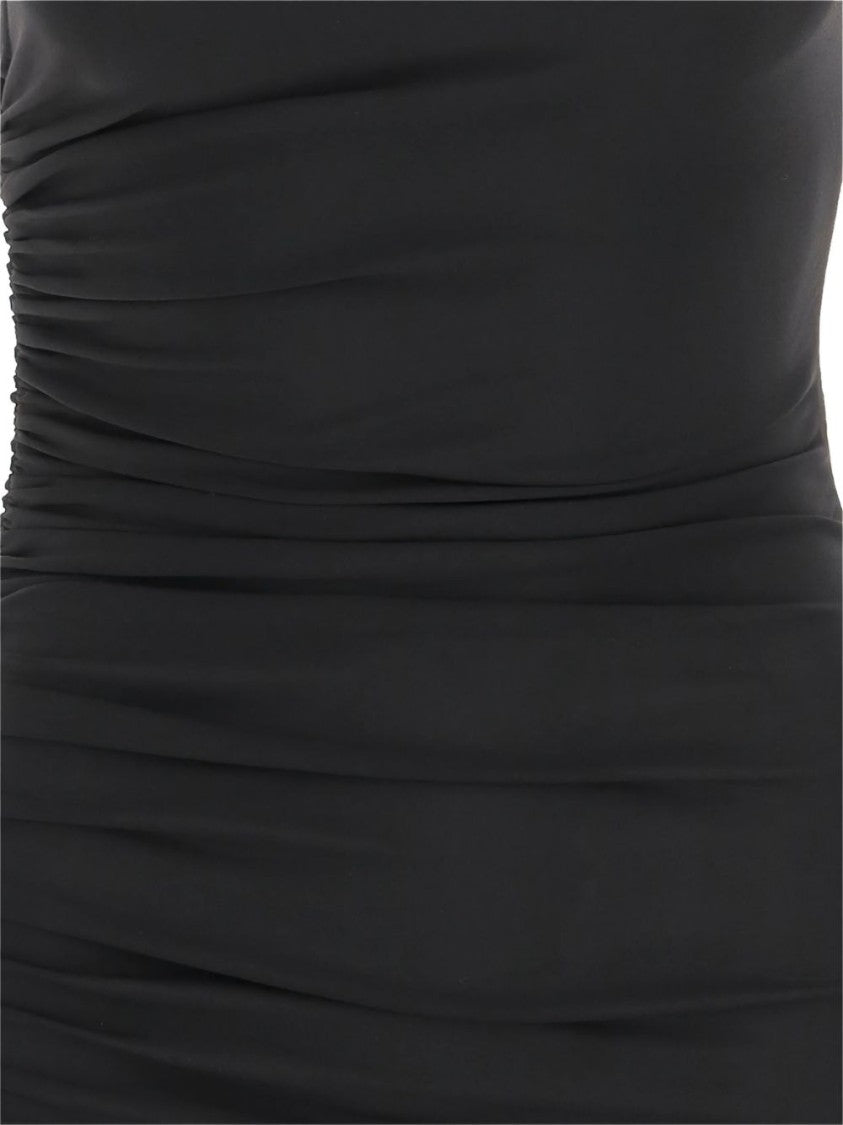 Jacquemus Black High Neck Asymmetric Gathered Dress