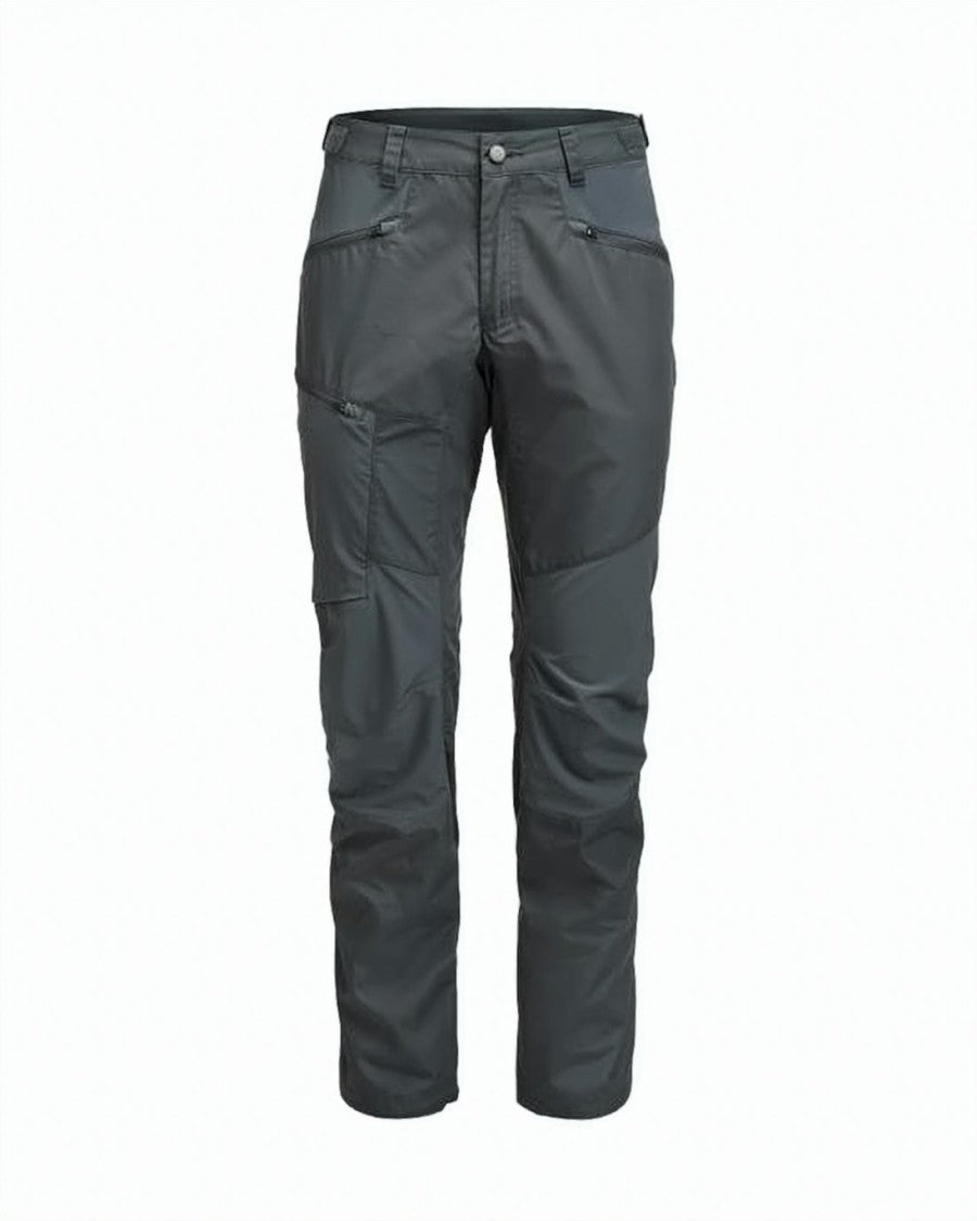 Lundhags Structured Grey Straight Pants With Multi-Pocket Design