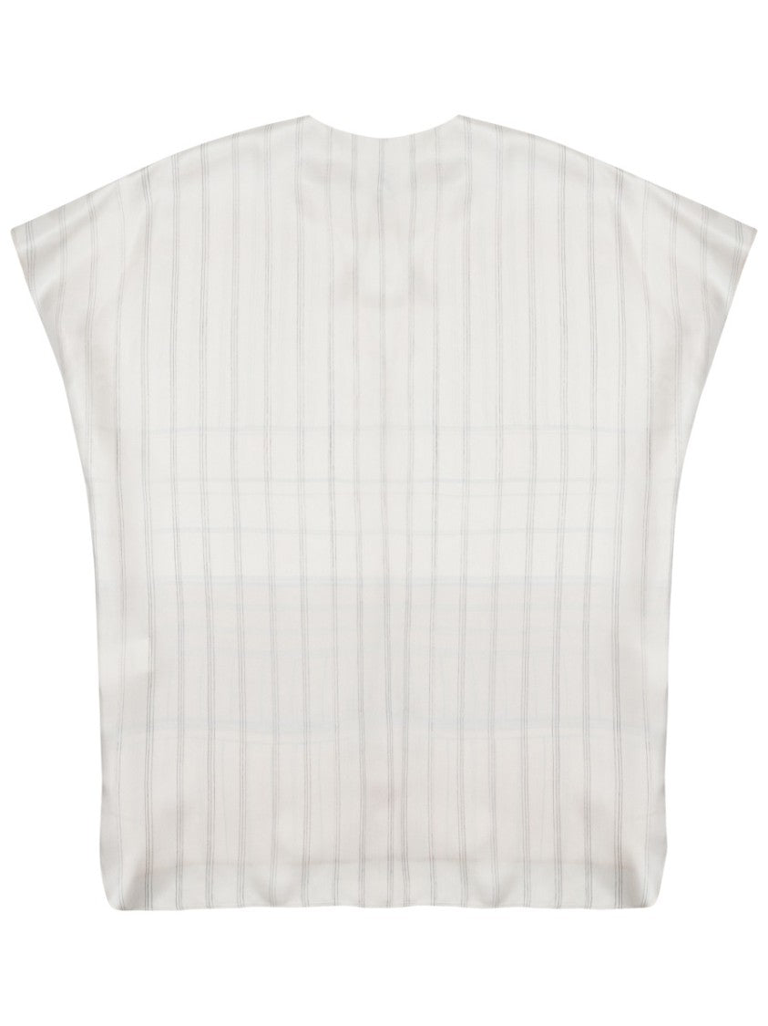 Alysi Silk Banded V-Neck Top