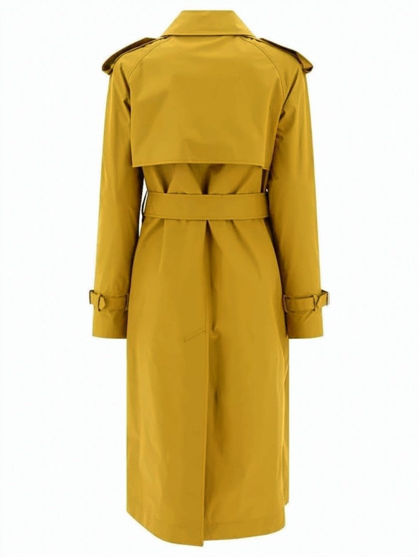 Burberry Double-Breasted Orange Trench Coat With Structured Design
