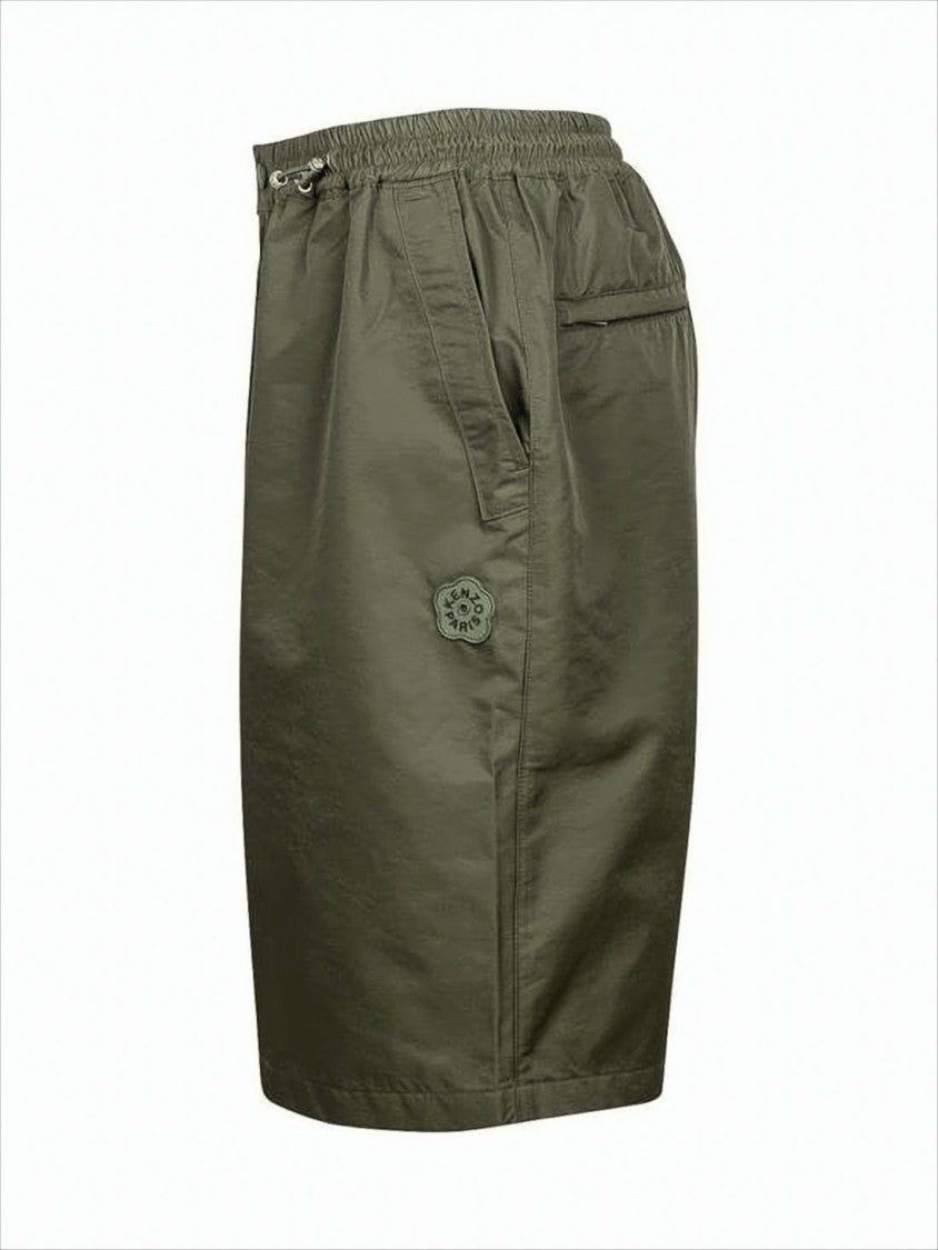 Kenzo Green Relaxed-Fit Shorts With Adjustable Waistband