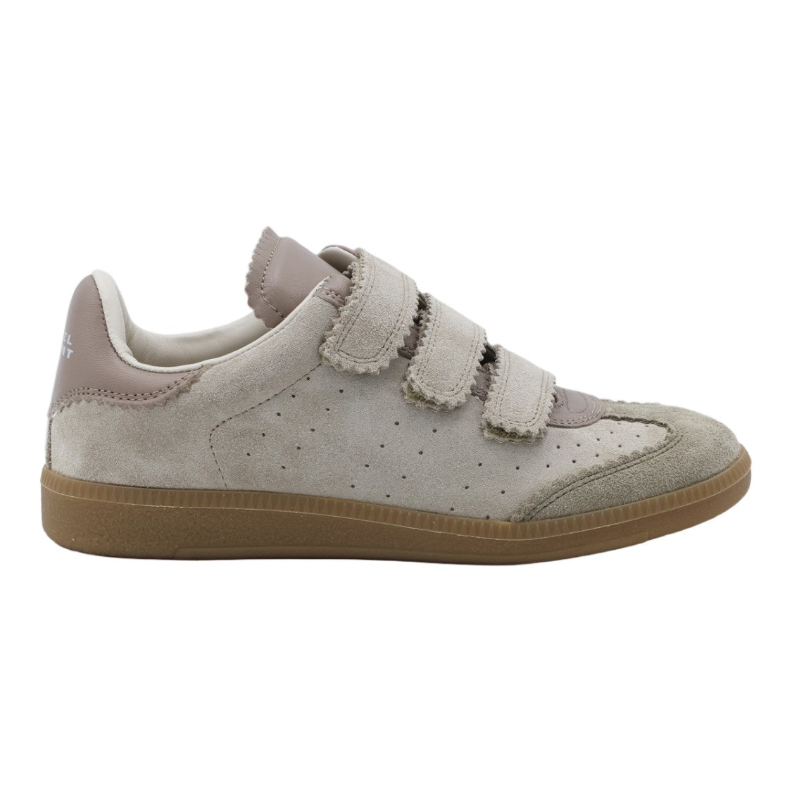 Isabel Marant Low-Top Beige Suede Sneakers With Velcro Straps