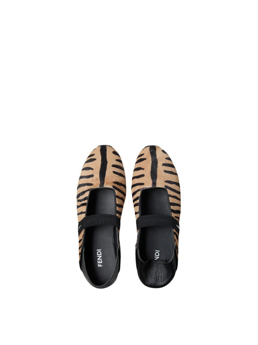 Fendi Multicolour Academia Tiger Stripe Calf Hair Flats