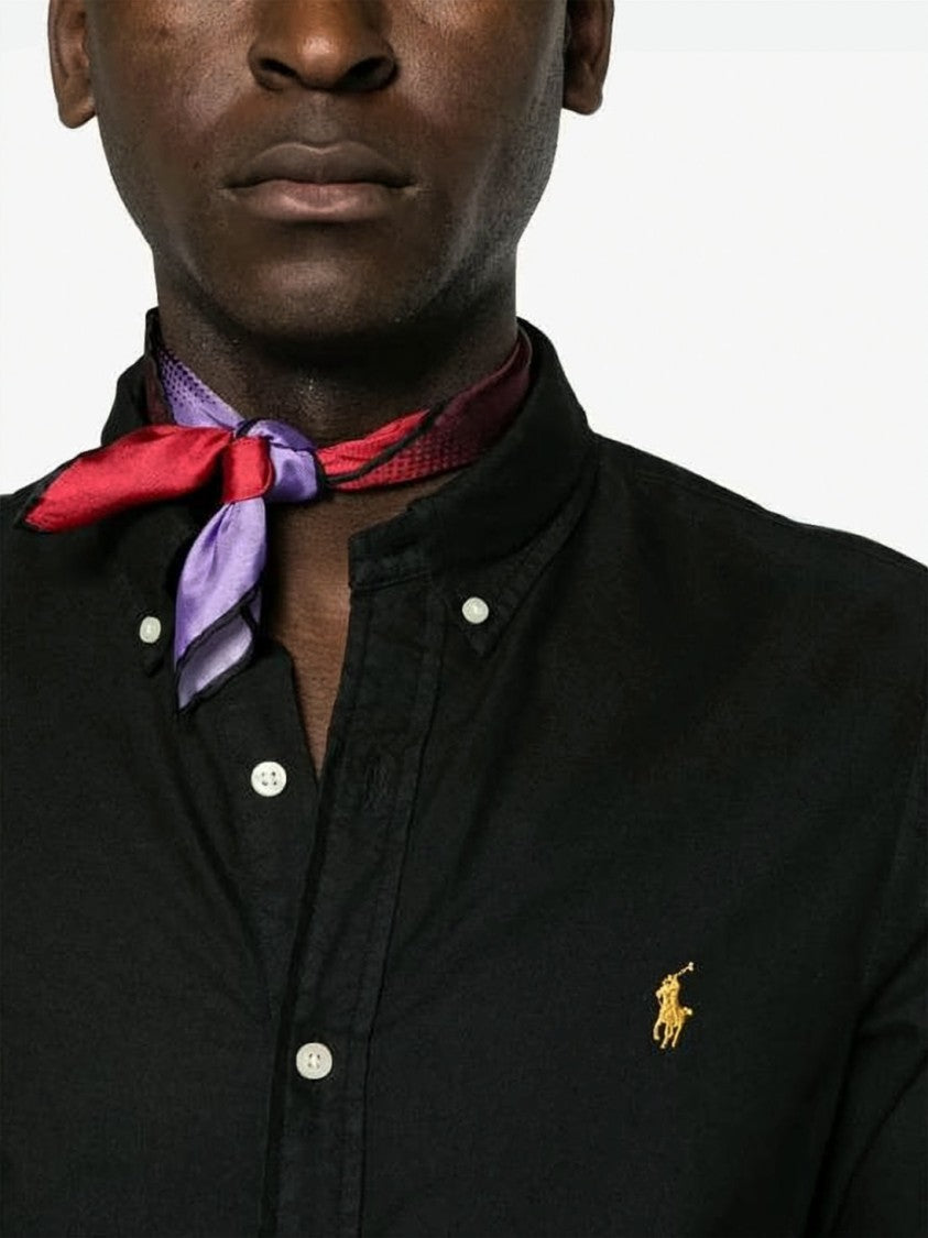 Polo Ralph Lauren Mandarin Collar Long-Sleeve Shirt With Embroidered Logo
