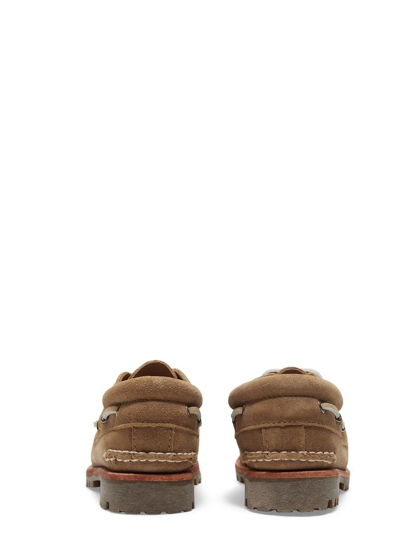 Timberland Beige Suede Boat Shoes With Rugged Sole
