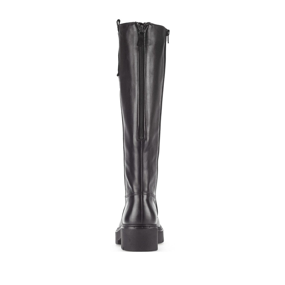Gabor Black Tall Polished Side Zipper Leather Ankle Boots