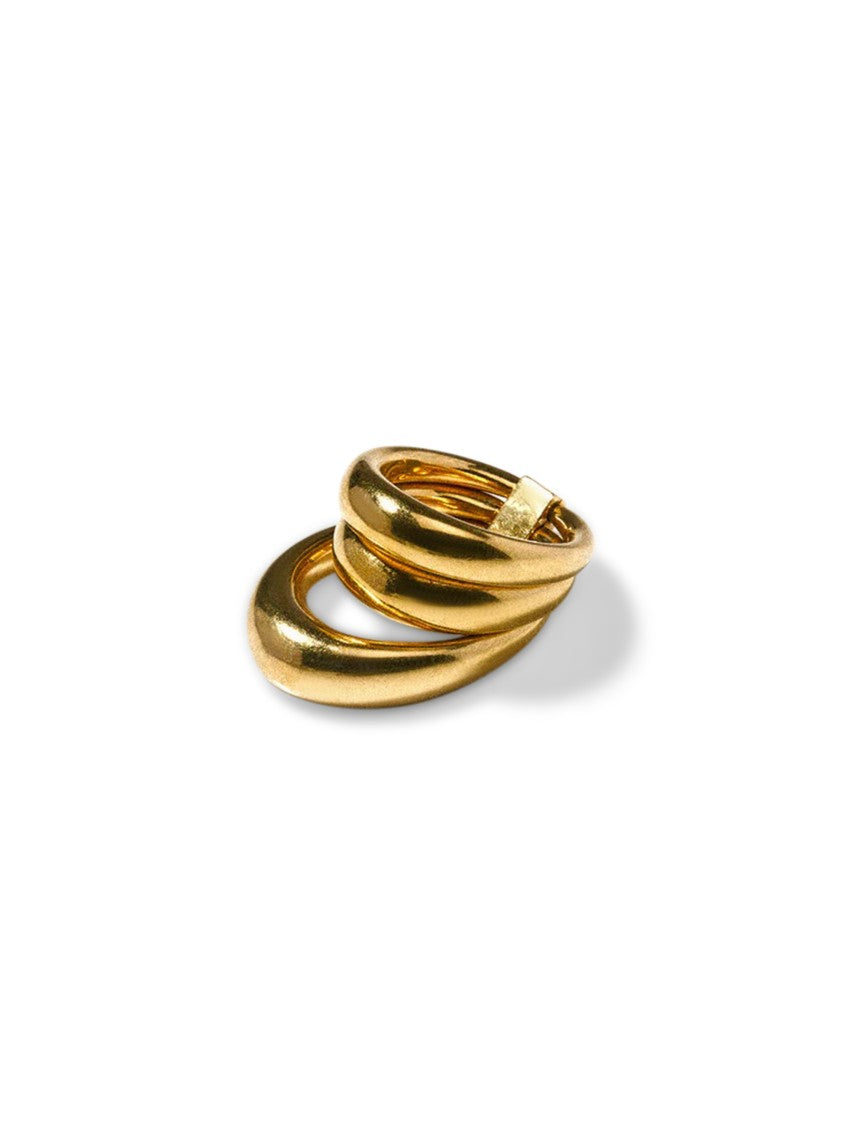 Panconesi Interconnected Oval Loop Ring With Polished Metallic Finish