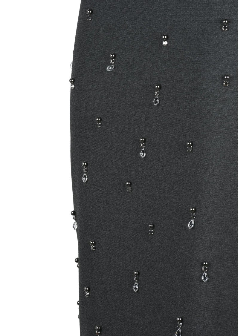 Semi Couture Grey Technical Zip Rhinestone Midi Skirt