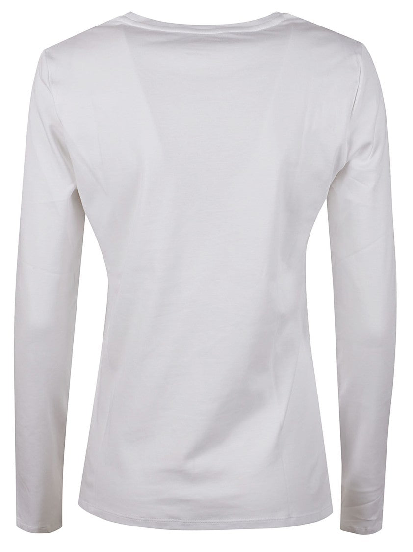 Majestic Filatures Long-Sleeved White Top With Round Neckline