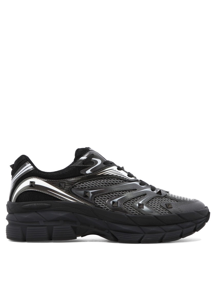 Valentino Garavani Leather Sneakers With Textured Rubber Elements