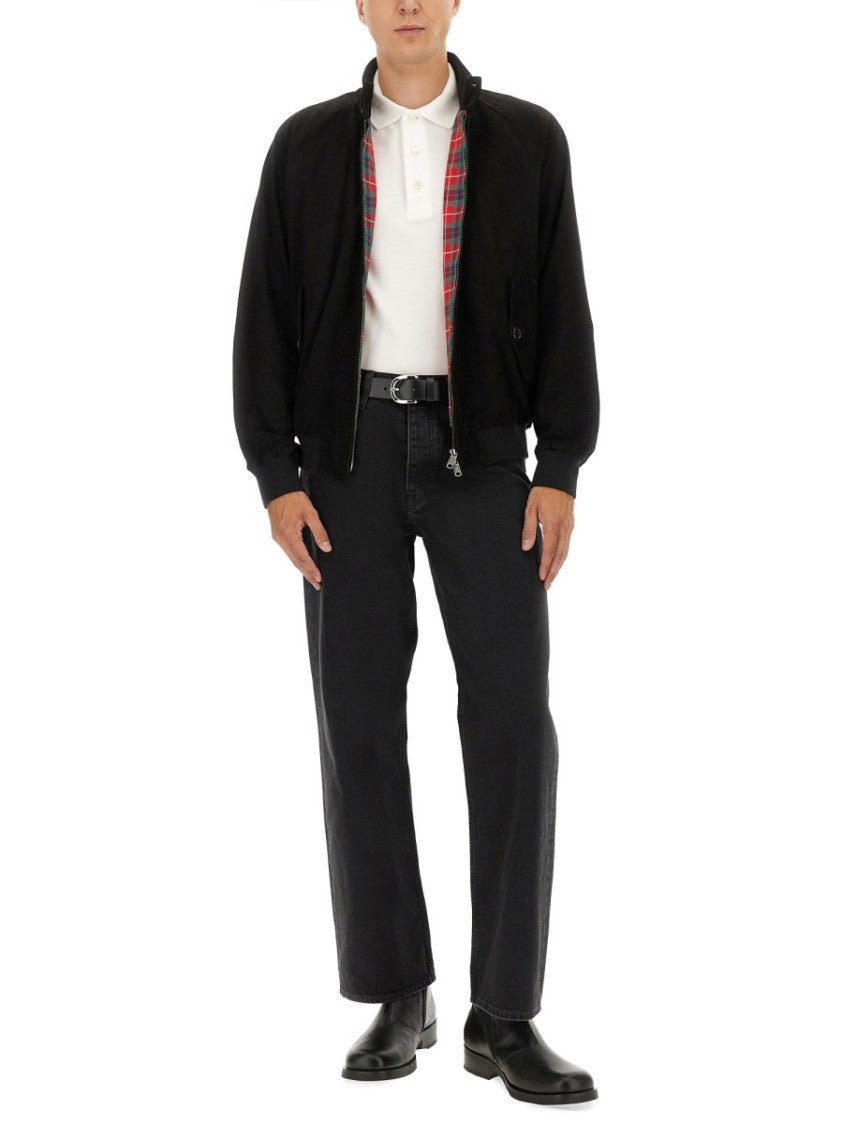 Baracuta Black Leather G9 Jacket With Tartan Lining