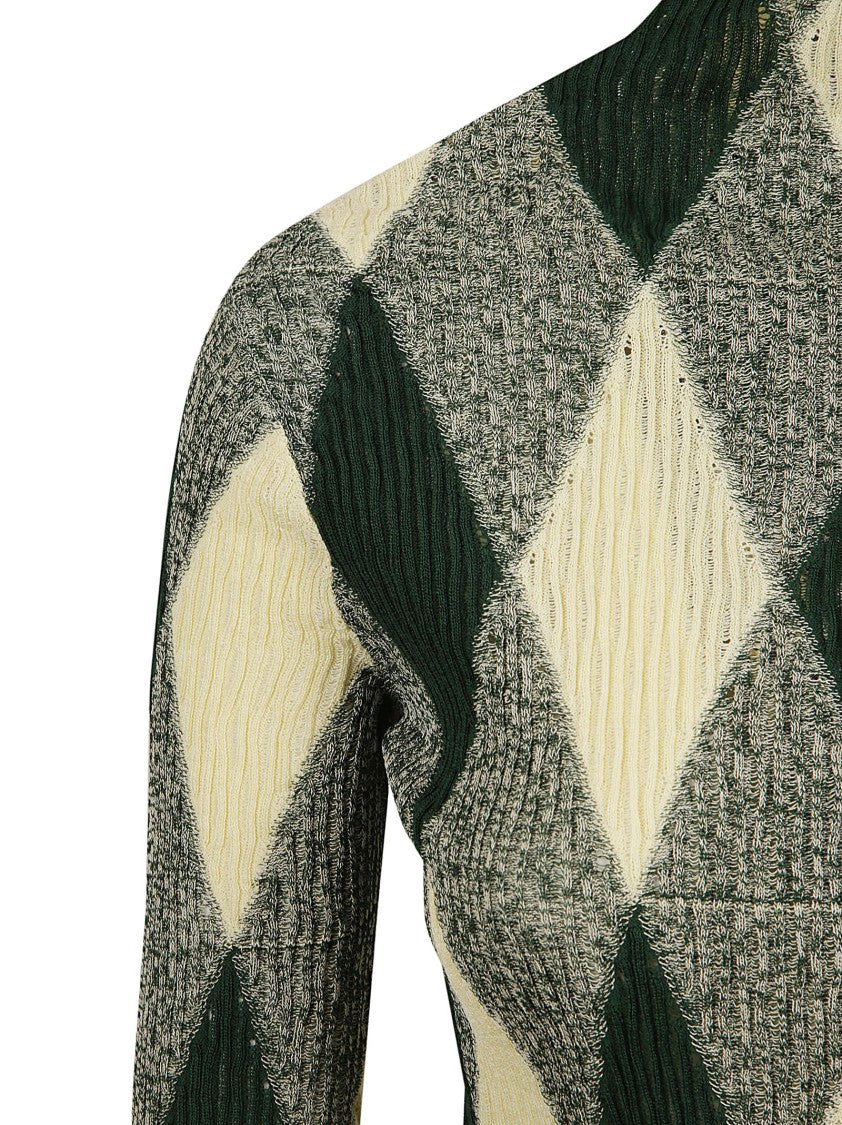 Burberry Diamond Pattern Dress With High Neckline