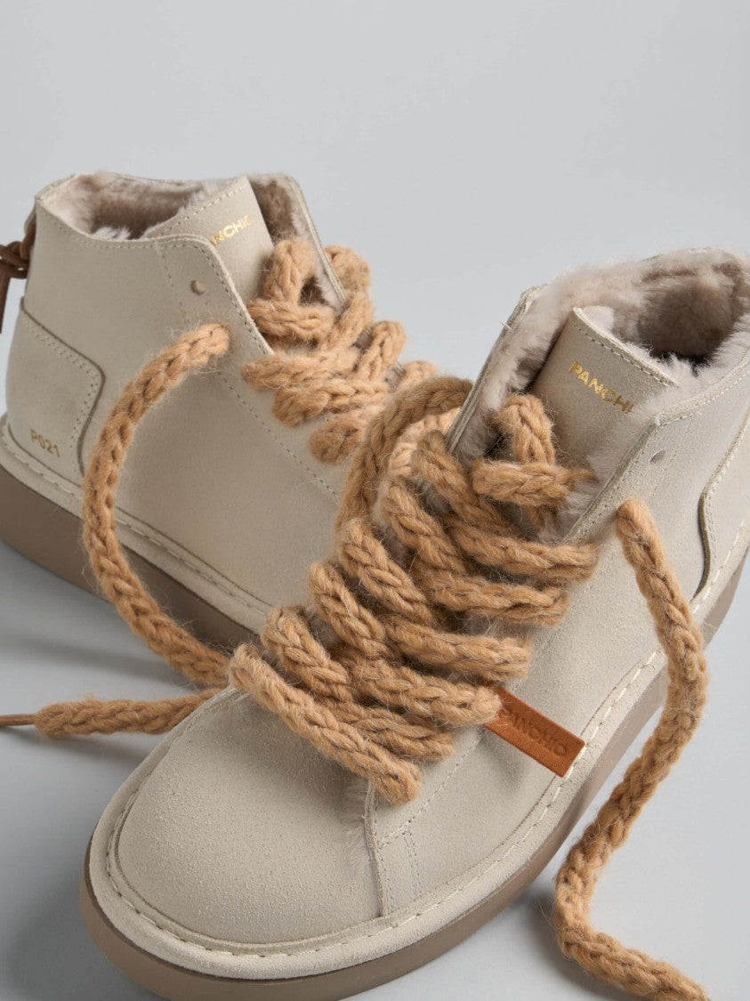Panchic Mid-Top Sneakers With Plush Lining And Chunky Laces