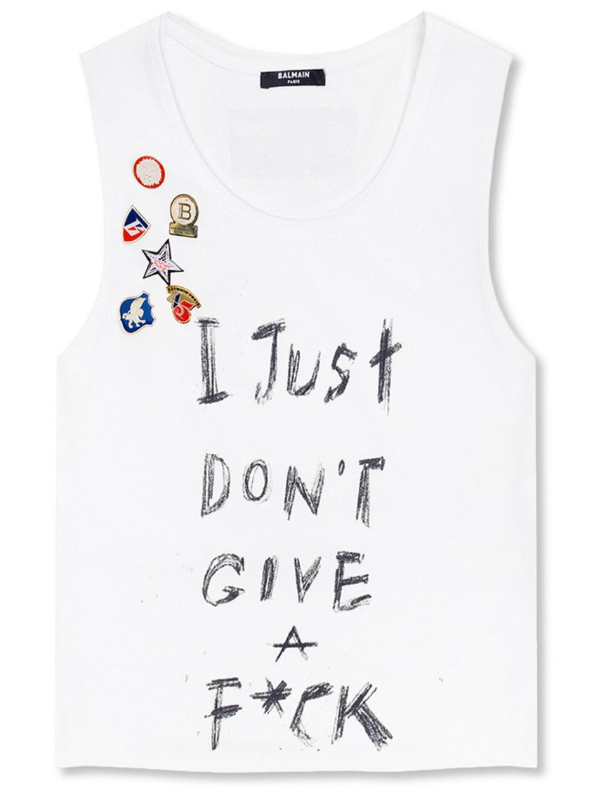 Balmain Printed Cotton Cropped T-Shirt