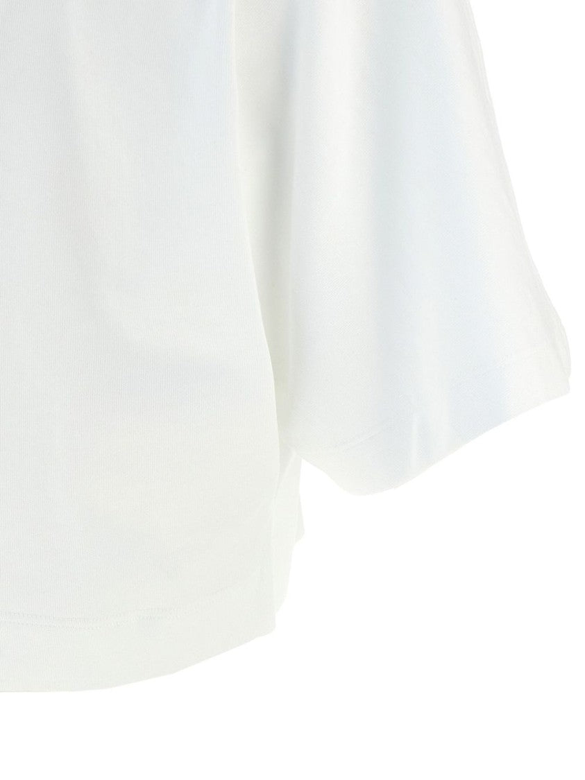 Pinko Cropped White T-Shirt With Padded Shoulders