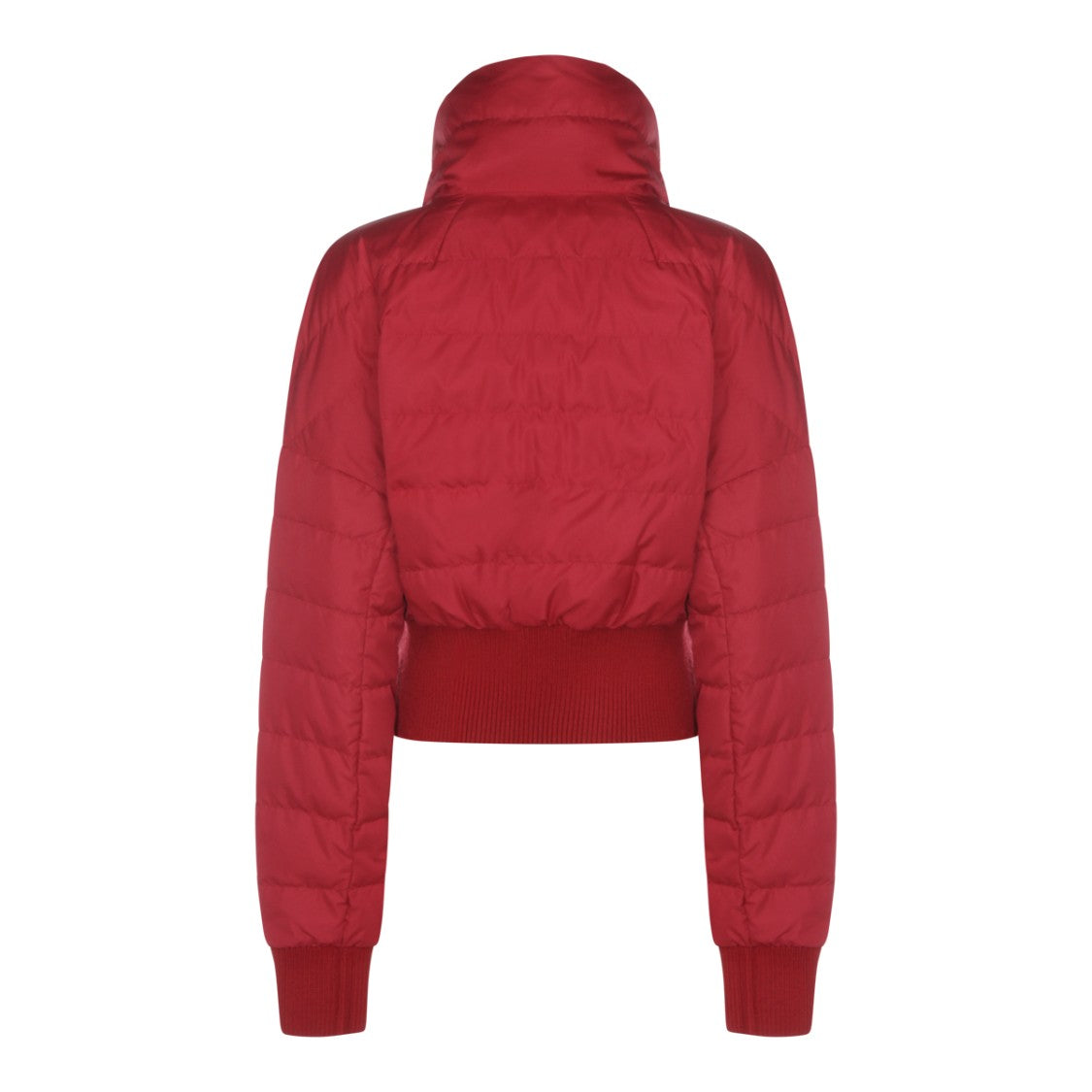 Moncler X Rick Owens Cropped Red Down Jacket With Raised Neck