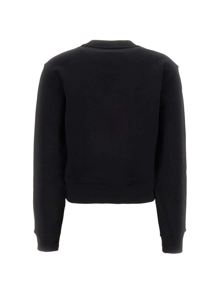 Moschino Cropped Black Sweatshirt Embellished Teddy Logo