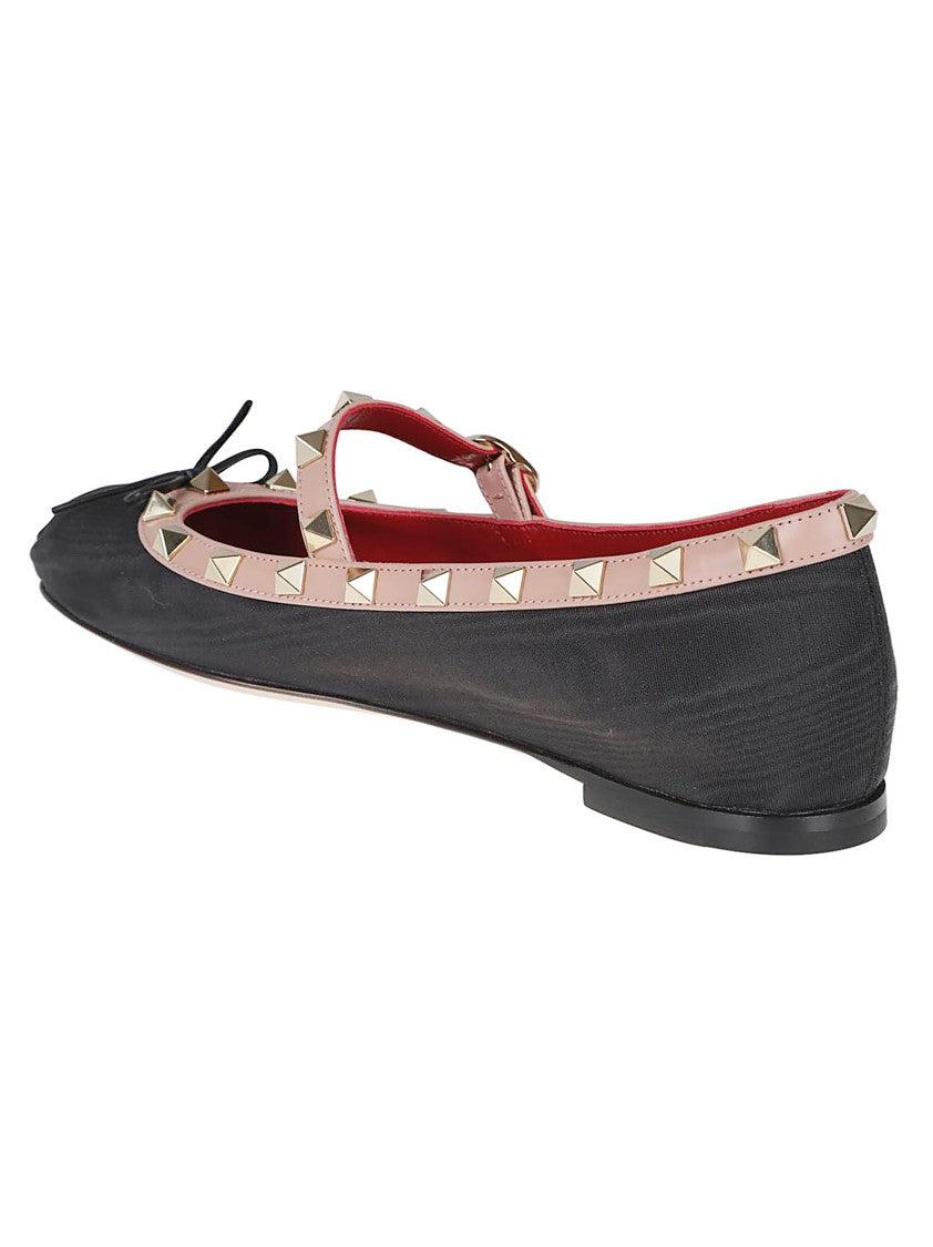 Valentino Garavani Rockstud Mary-Jane Moiré Fabric Flats