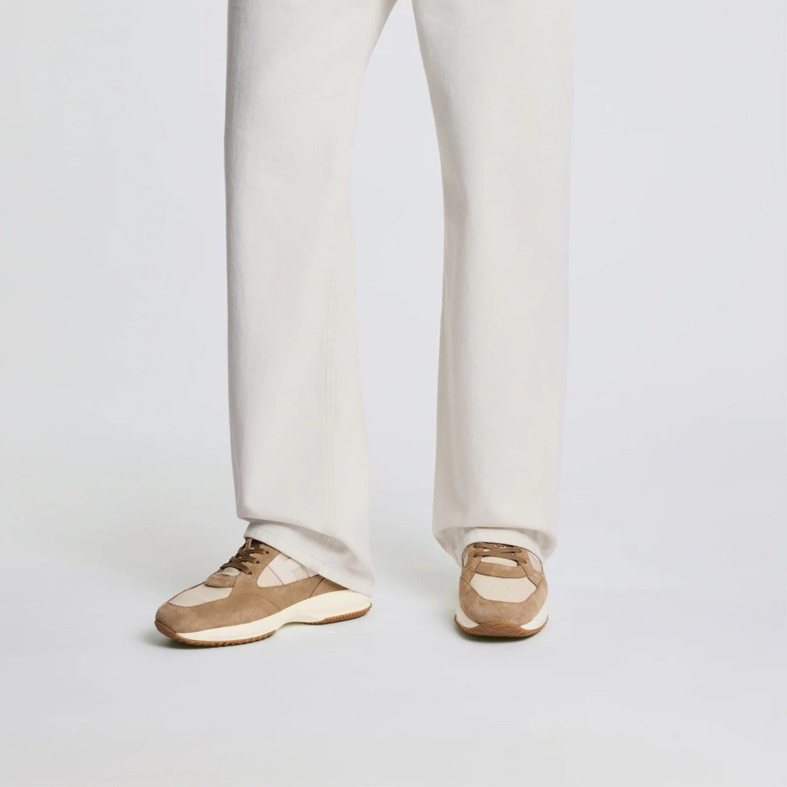 Hogan Interactive Lace-Up Sneakers In Calfskin And Nylon