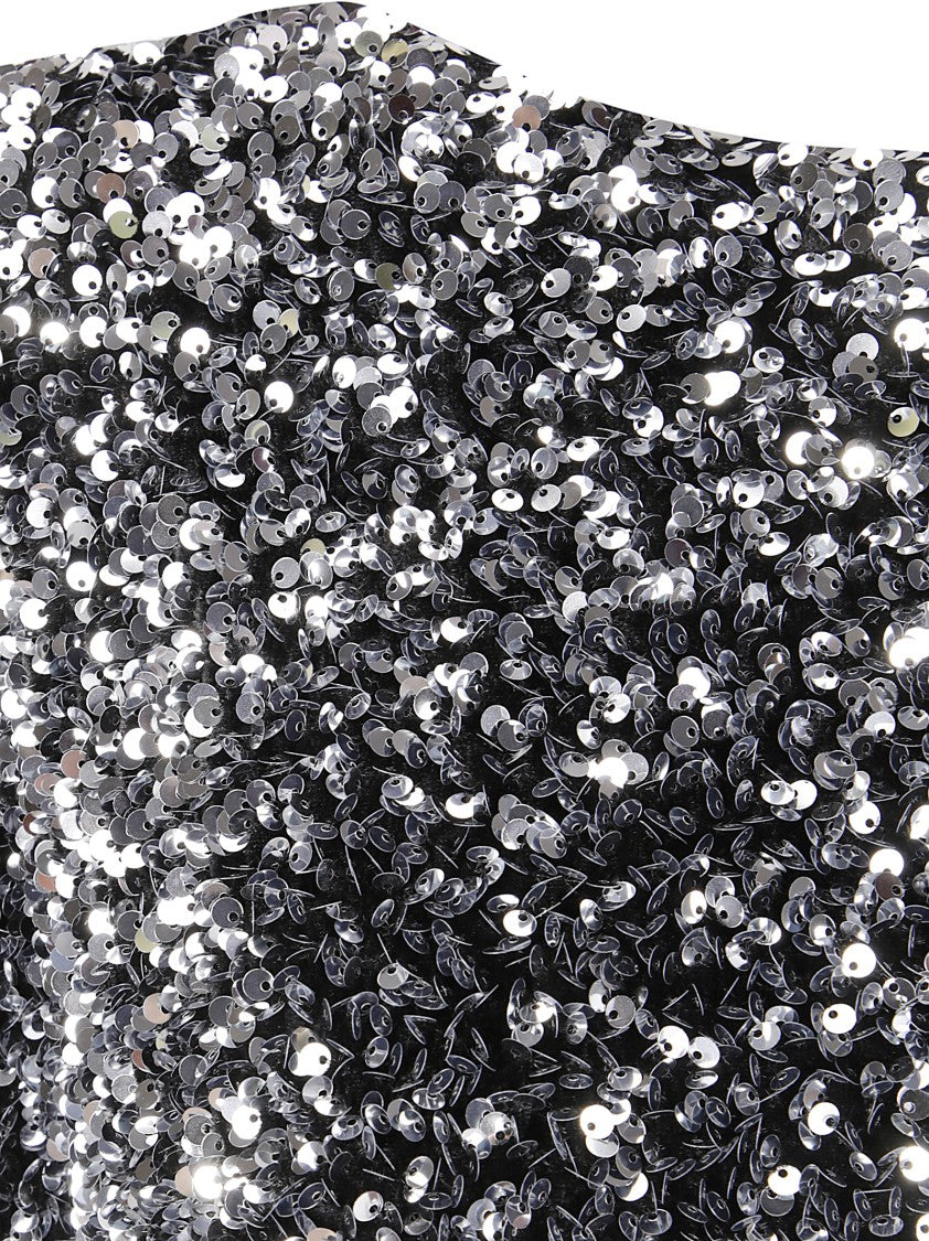 Junya Watanabe Silver Sequined Oversized Top With Round Neckline