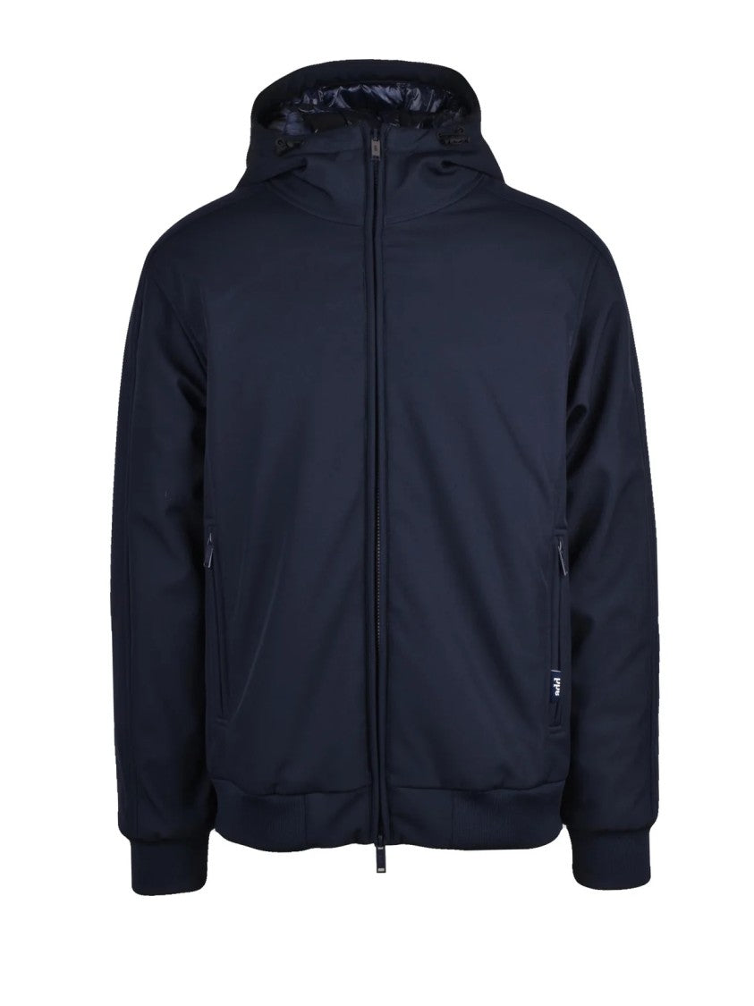 Add Down-Filled Soft Shell Coat With Adjustable Hood And Practical Zip Closure