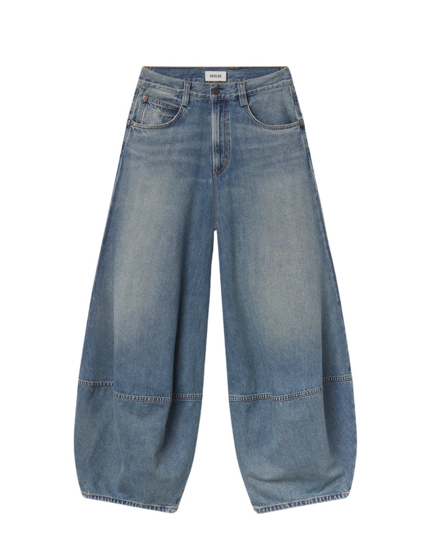 Agolde Mid-Rise Wide-Leg Lantern Jeans With Sculptural Silhouette