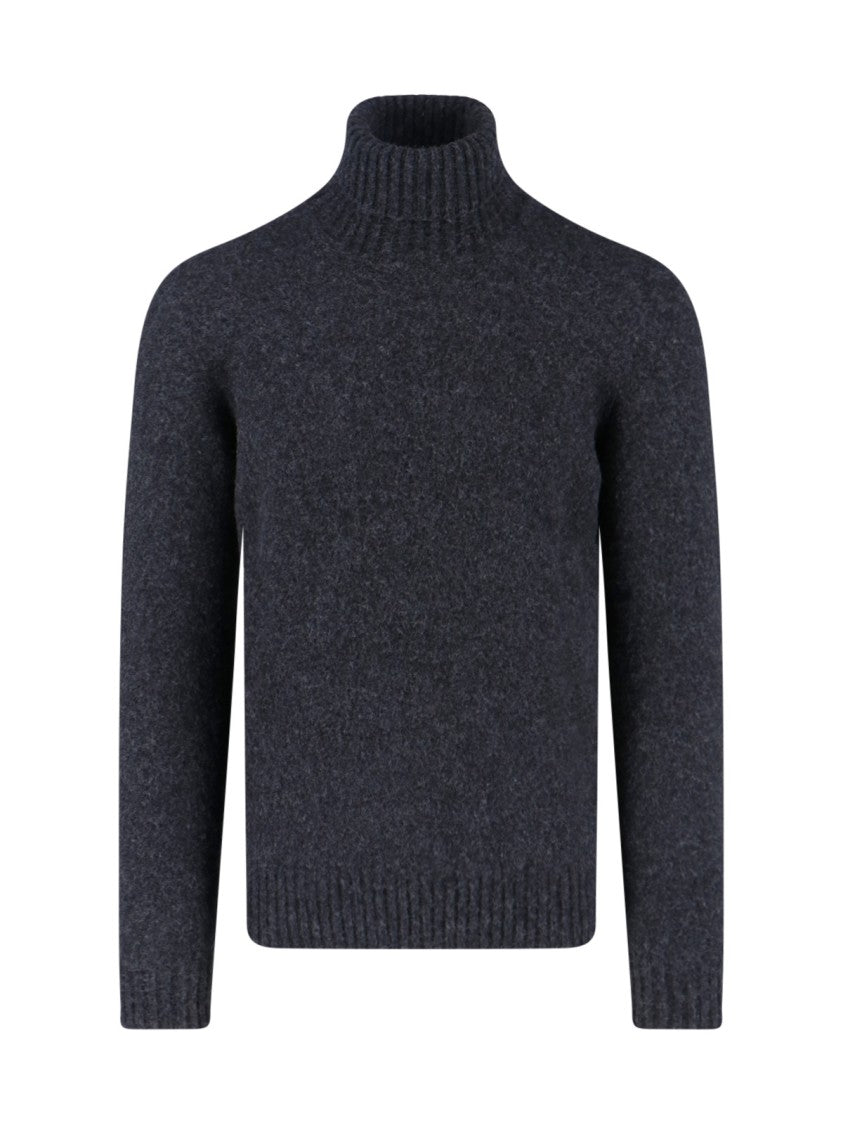 Drumohr Dark Grey High-Neck Wool Sweater