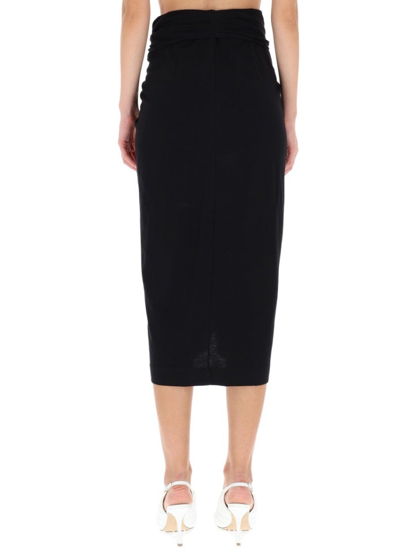 Dries Van Noten Herchive Draped Twisted Knot Cotton Midi Skirt