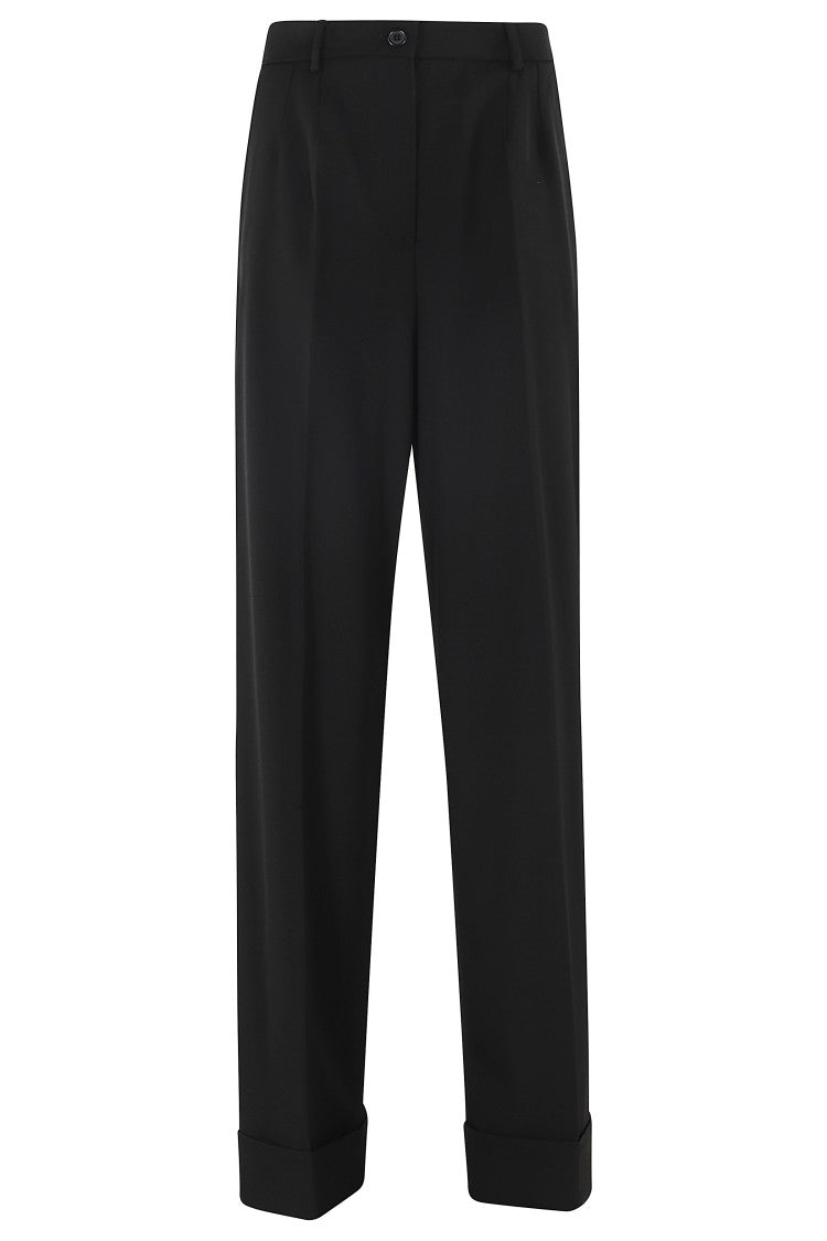 Dolce & Gabbana Black Double-Dart Wool Formal Pants