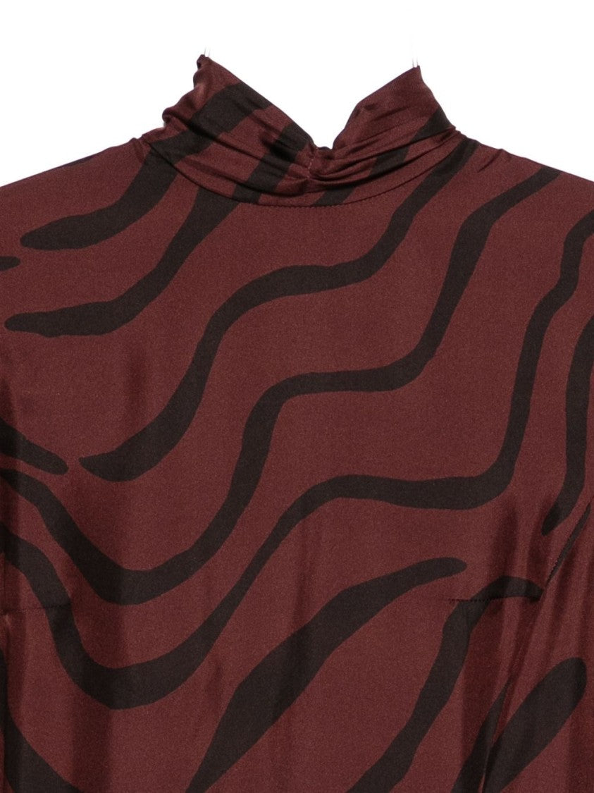 Raquel Diniz Silk Midi Dress With Abstract Stripes