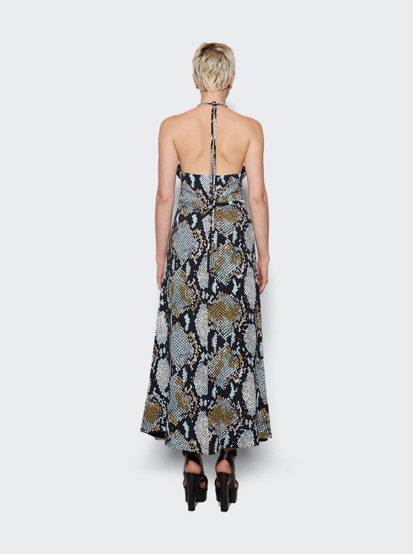 Proenza Schouler Printed Snake Crepe De Chine Halter Dress