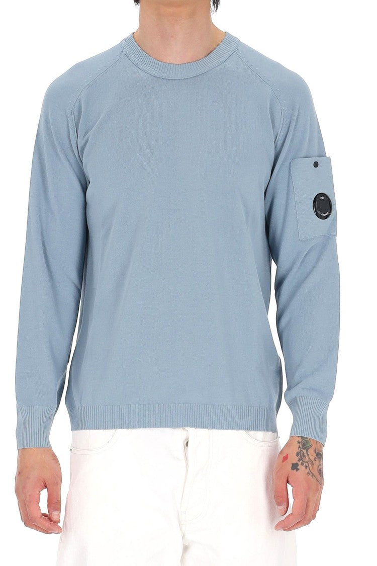C.P. Company Blue Cotton Crepe Crewneck Sweater