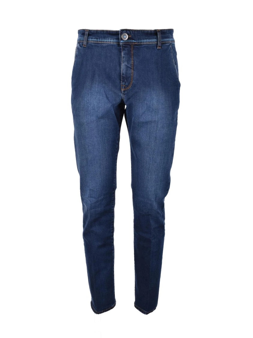 Giampaolo Blue Slim Cotton-Blend Jeans