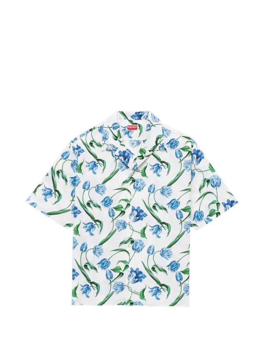 Kenzo Relaxed Fit Floral Pattern Shirt With Classic Collar