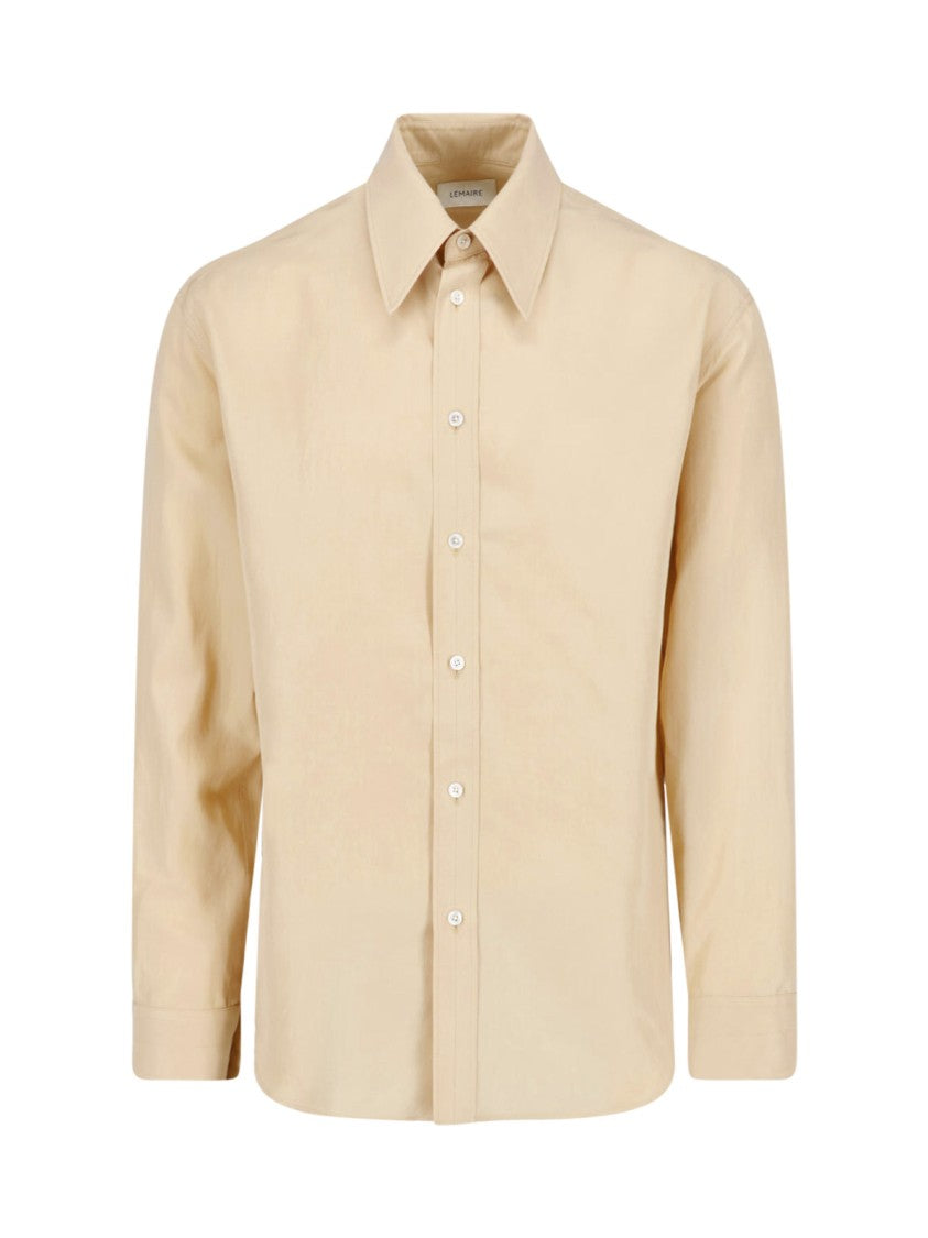 Lemaire Cream Long-Sleeve Silk Shirt