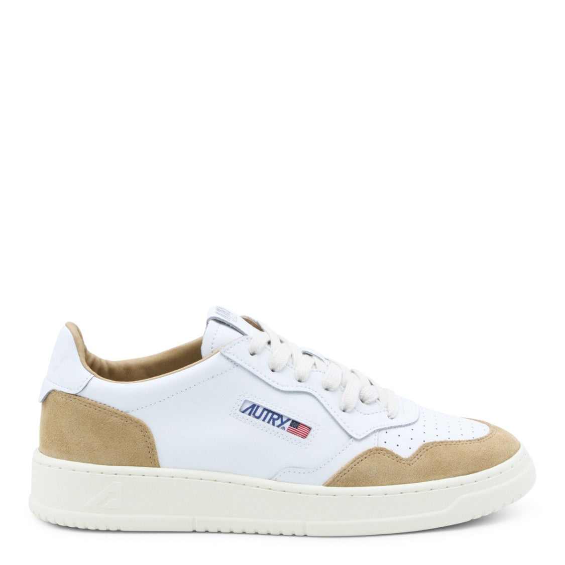 Autry Round Toe Low-Top Sneakers With Beige Suede Accents