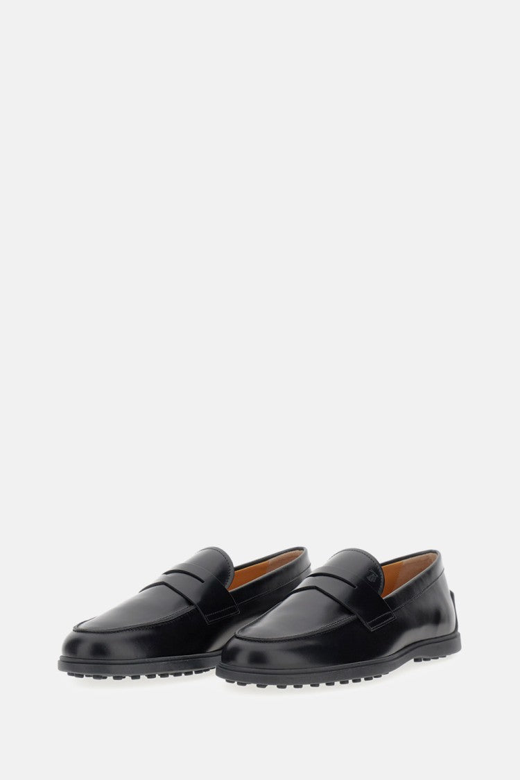 Tod's Calfskin Moccasin With Embossed Monogram And Rubber Gommini Sole