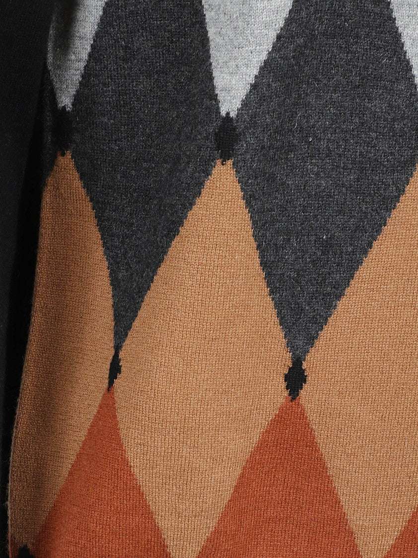 Ballantyne Argyle Patterned Knit Sweater With Crew Neckline