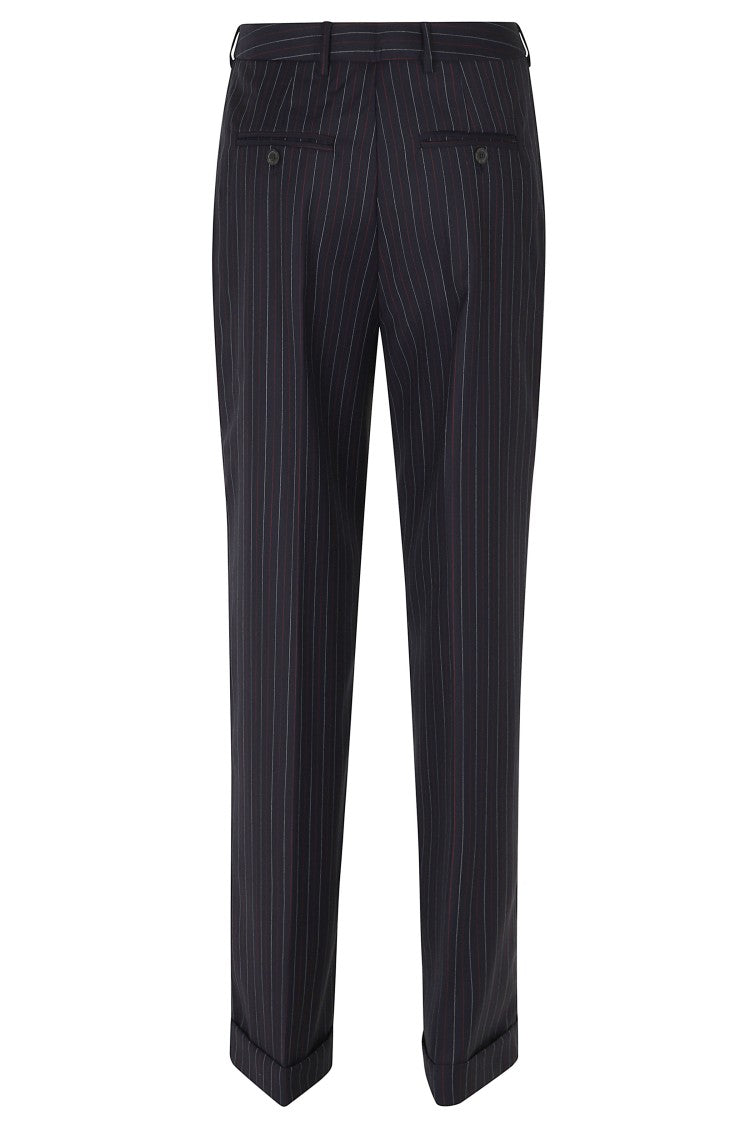 Semi Couture Lola Pinstripe Cuffed Virgin Wool Straight-Leg Pants