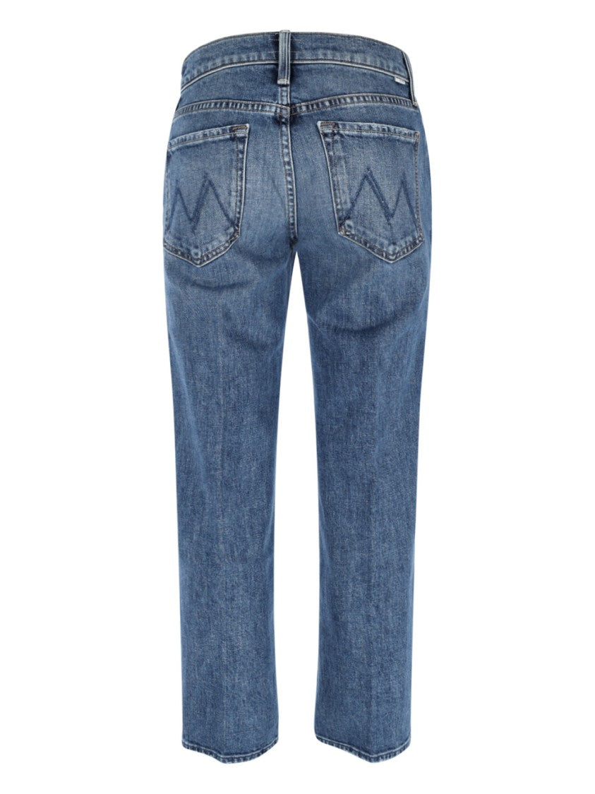 Mother Straight Jeans In Stretch Cotton Denim