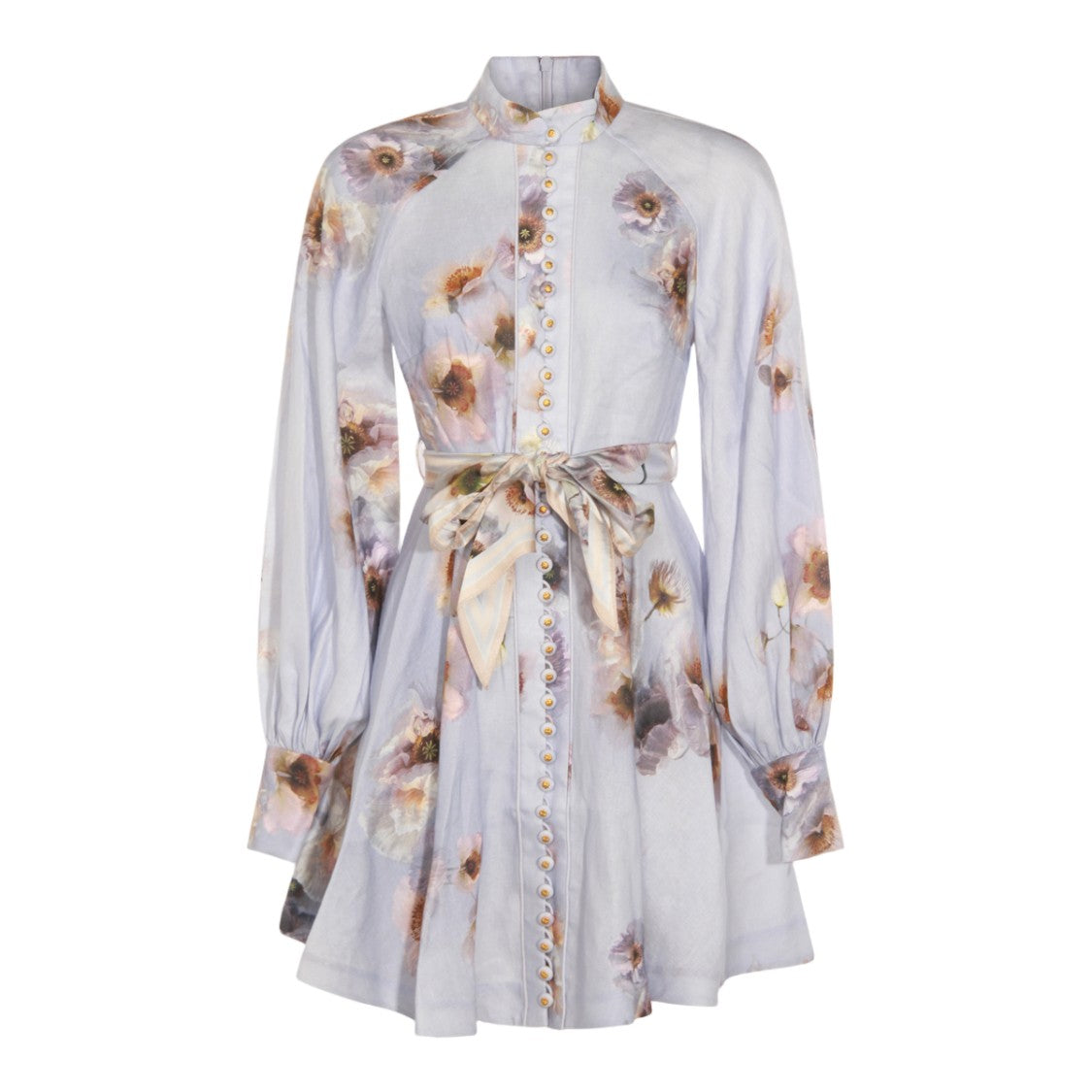 Zimmermann Floral Print Mini Dress With Puffed Sleeves