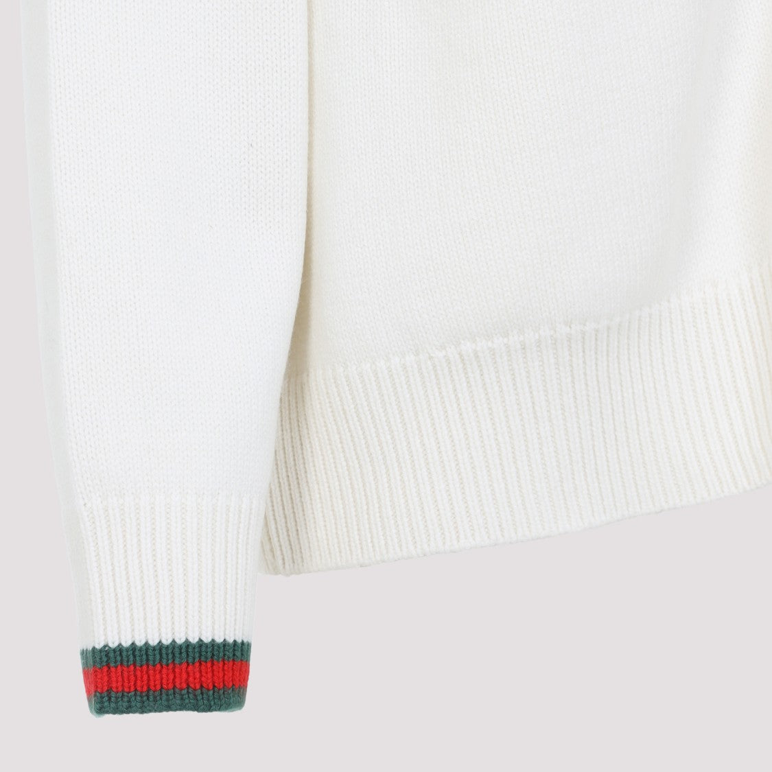 Gucci Ivory White Wool Web Cardigan