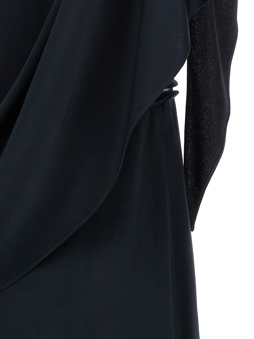 Fabiana Filippi Silk-Effect Midi Dress With Ruffle Sleeves And Cut-Out Details