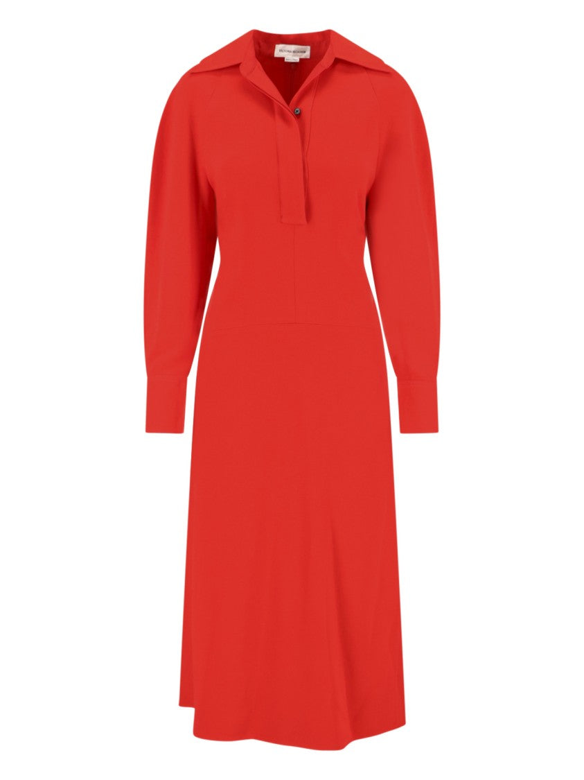 Victoria Beckham Shirt Midi Dress Red