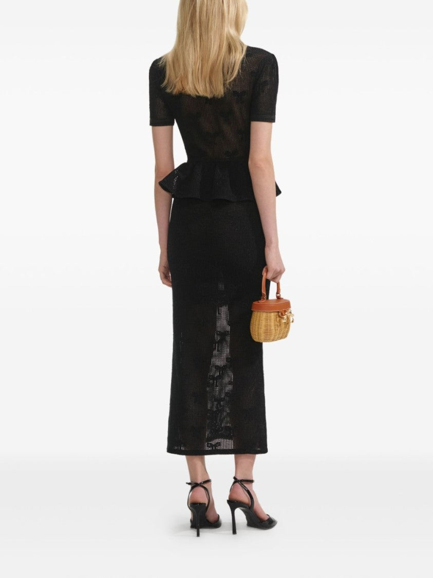 Self-Portrait Black Midi Dress With Crochet Bow