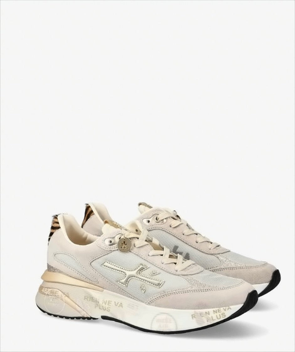 Premiata Suede-Embellished Sneakers With Leopard Print Accents